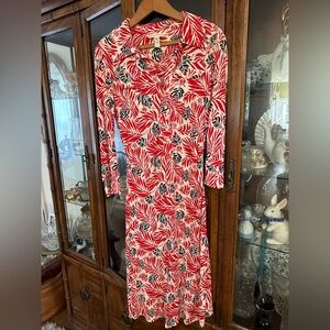 Diane Von Furstenberg Silk Classic Patterned Dress - Red, Black, q